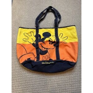 Walt‎ Disney World Mickey Mouse Canvas Tote Bag Yellow Orange Navy Colorblock